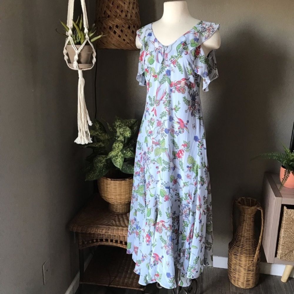 NWT Nanette Lepore Light Blue Floral Hummingbird Dress 2 - Picture 7 of 11